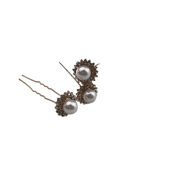 Pearl & Gold Flower Bobby-pin 4pc