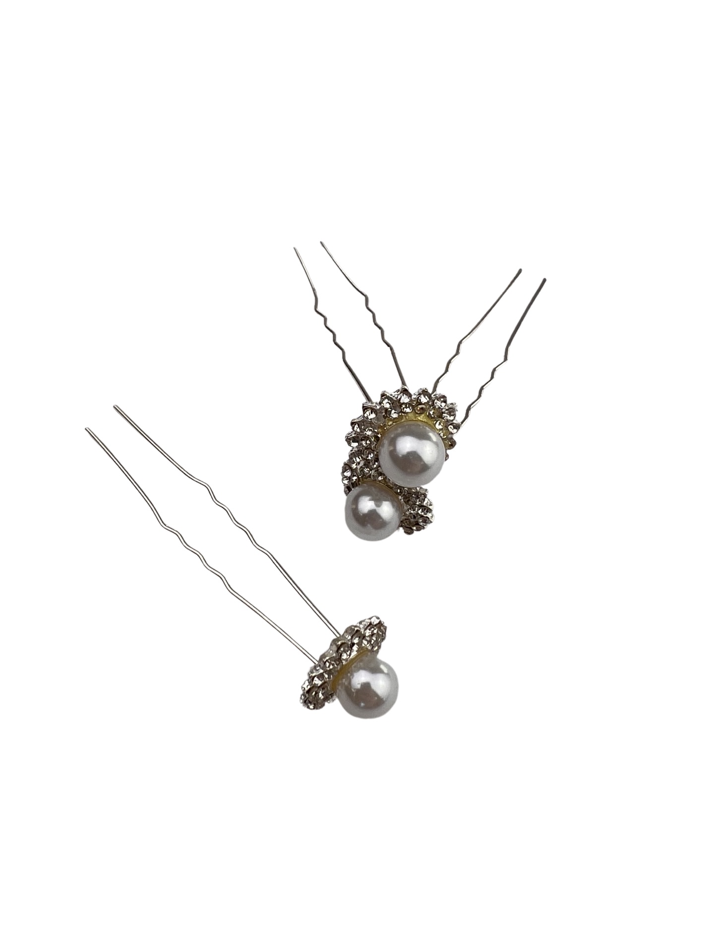 Pearl & Silver Flower Bobby-pin 3pc
