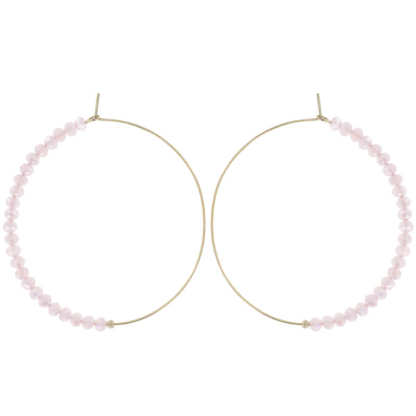 Pink Beaded Hoop Earrings