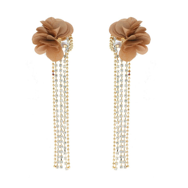 Brown Fabric Tassel Earring