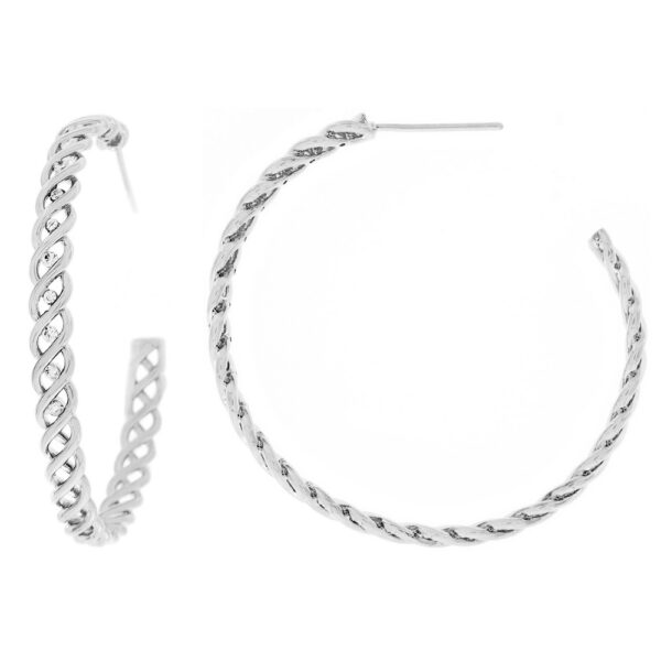 Silver Twisted Hoop Earrings