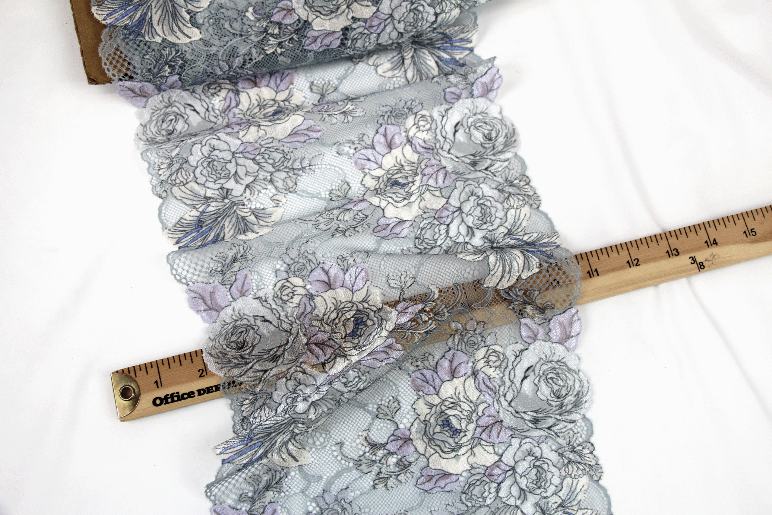 Grey with Colored Floral Design Lace