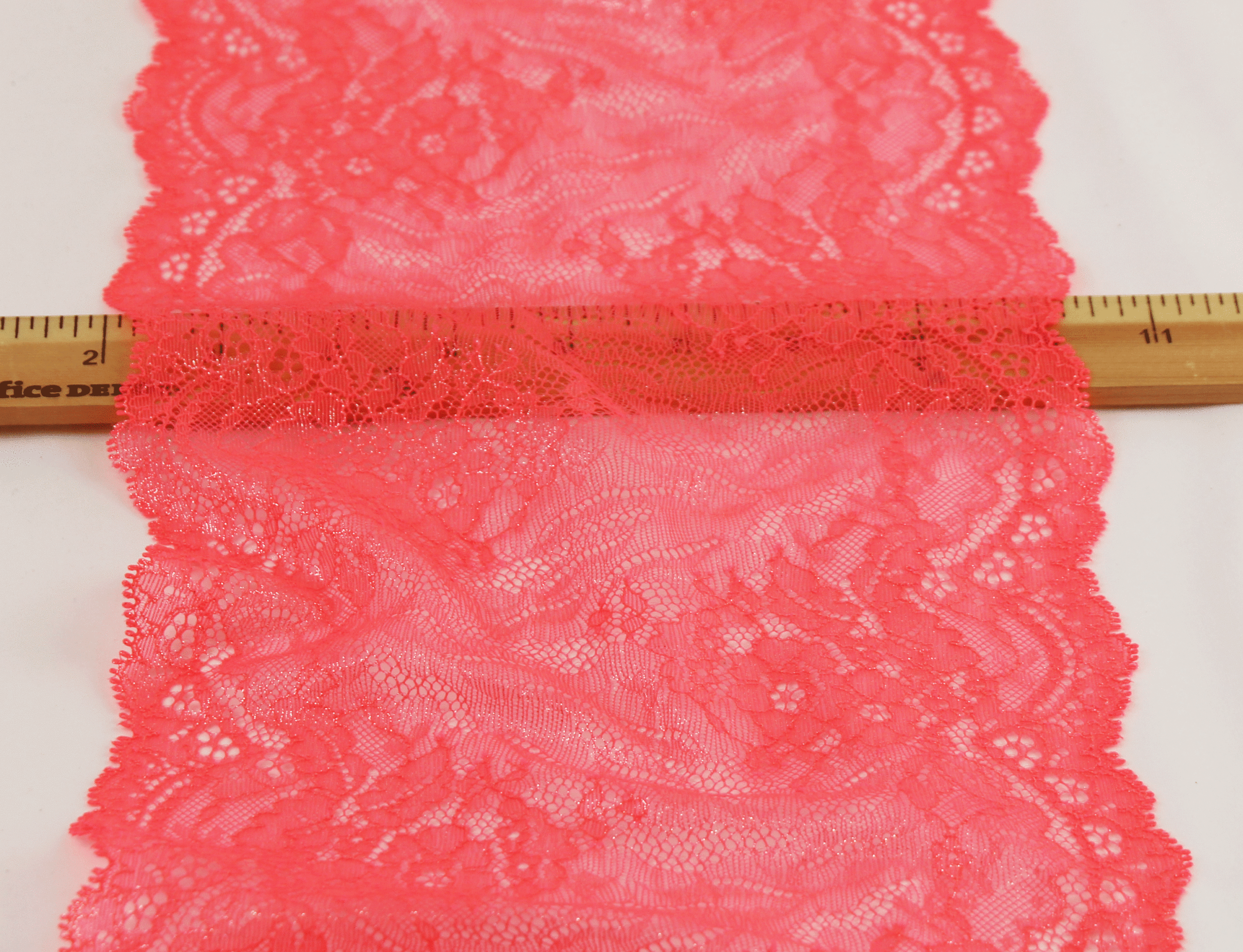 Shiny Neon Coral Lace