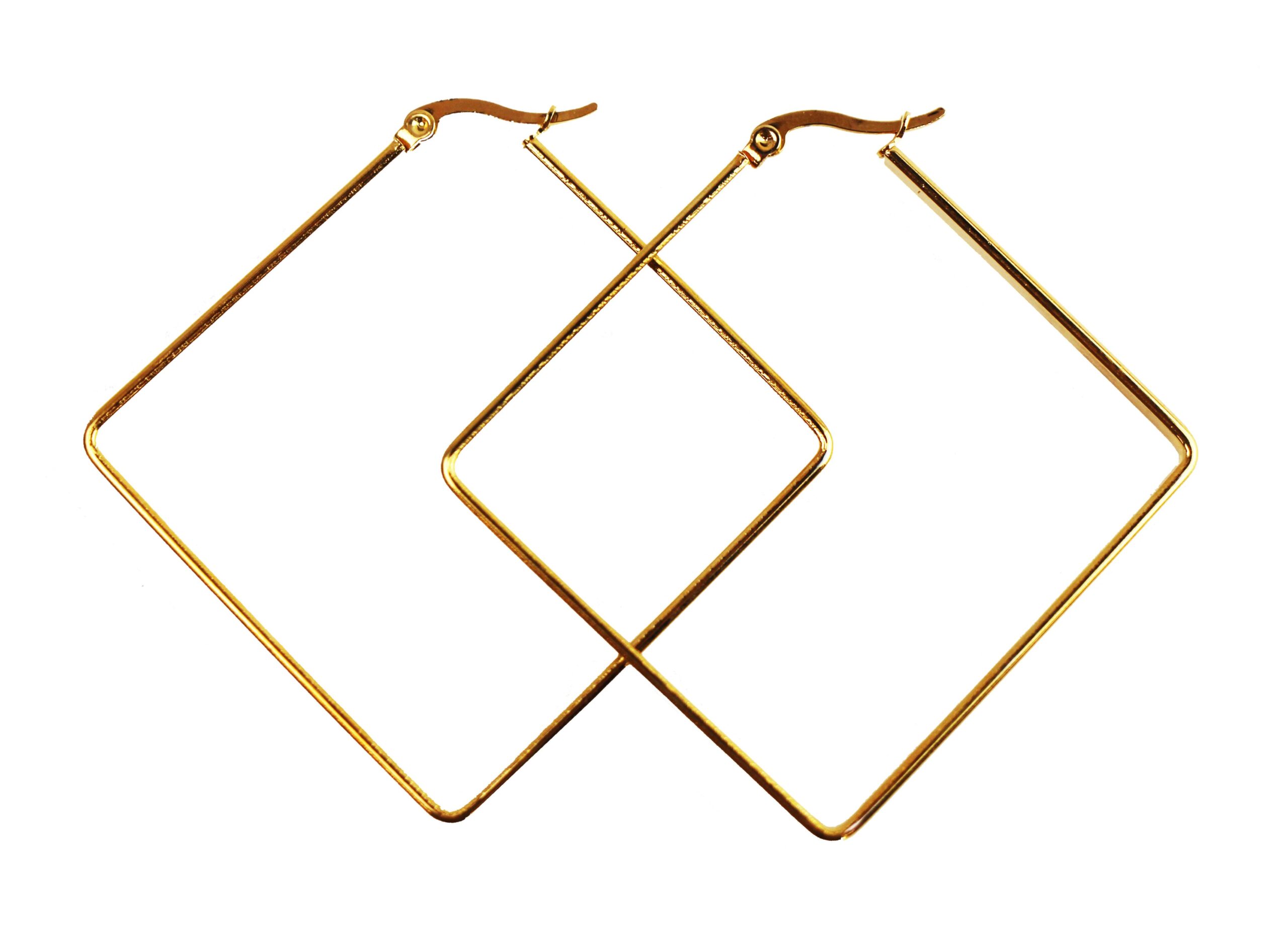 LG Gold Stainless Steel Square Hoop Earrings