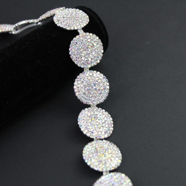 Silver Circle Iridescent Rhinestone Band