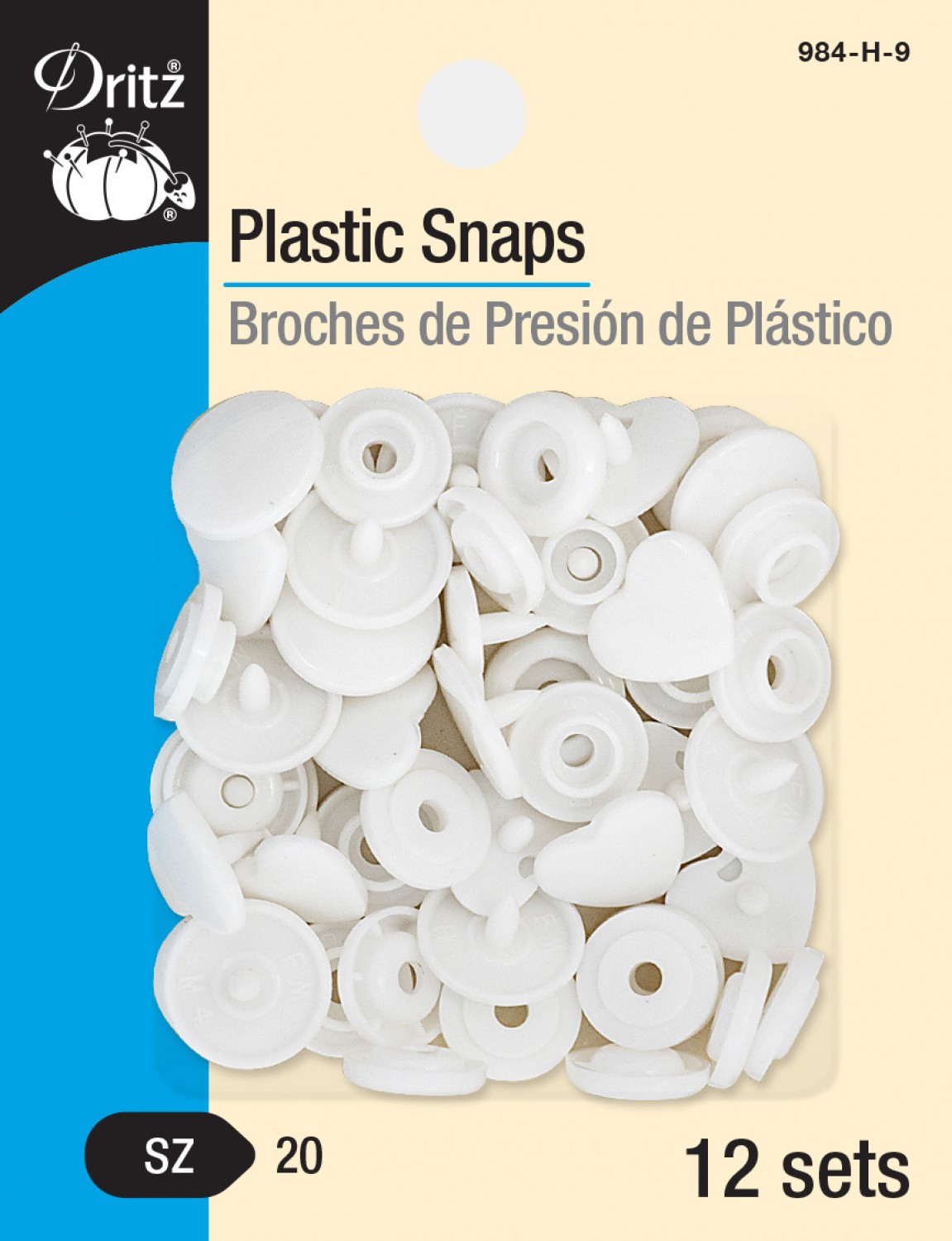 Dritz White Heart Plastic Snaps