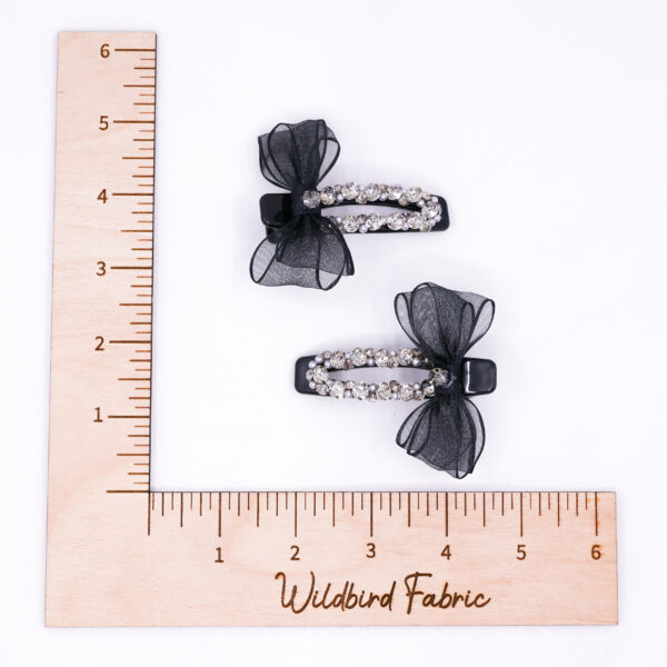 Shiny Black Chiffon Bow Clips