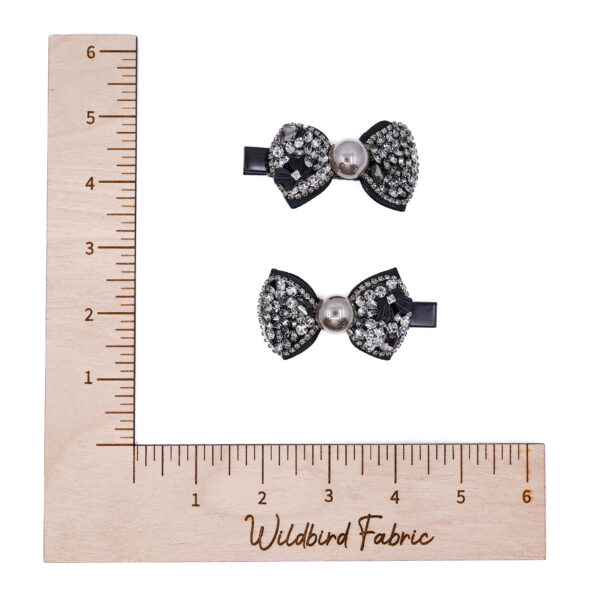 Black Rhinestone Bow Clips